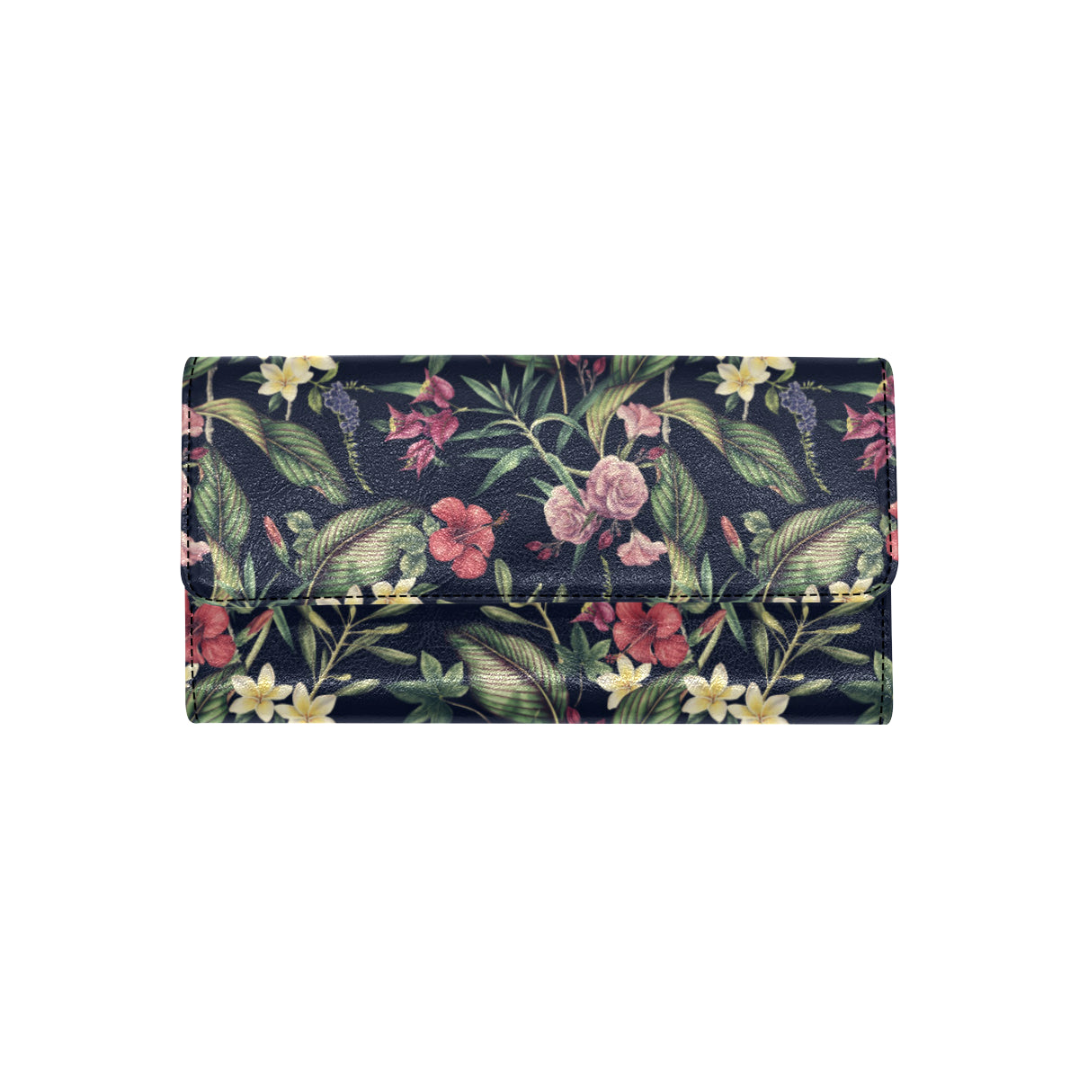 Tropical Flower Pattern Women's Trifold Wallet