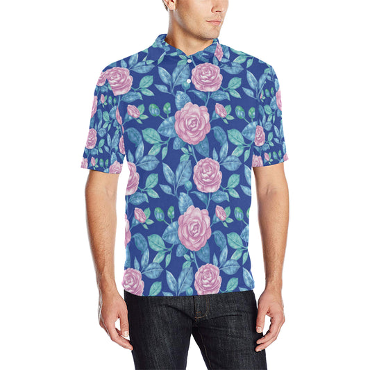 Camellia Pattern Print Design CM05 Men Polo Shirt