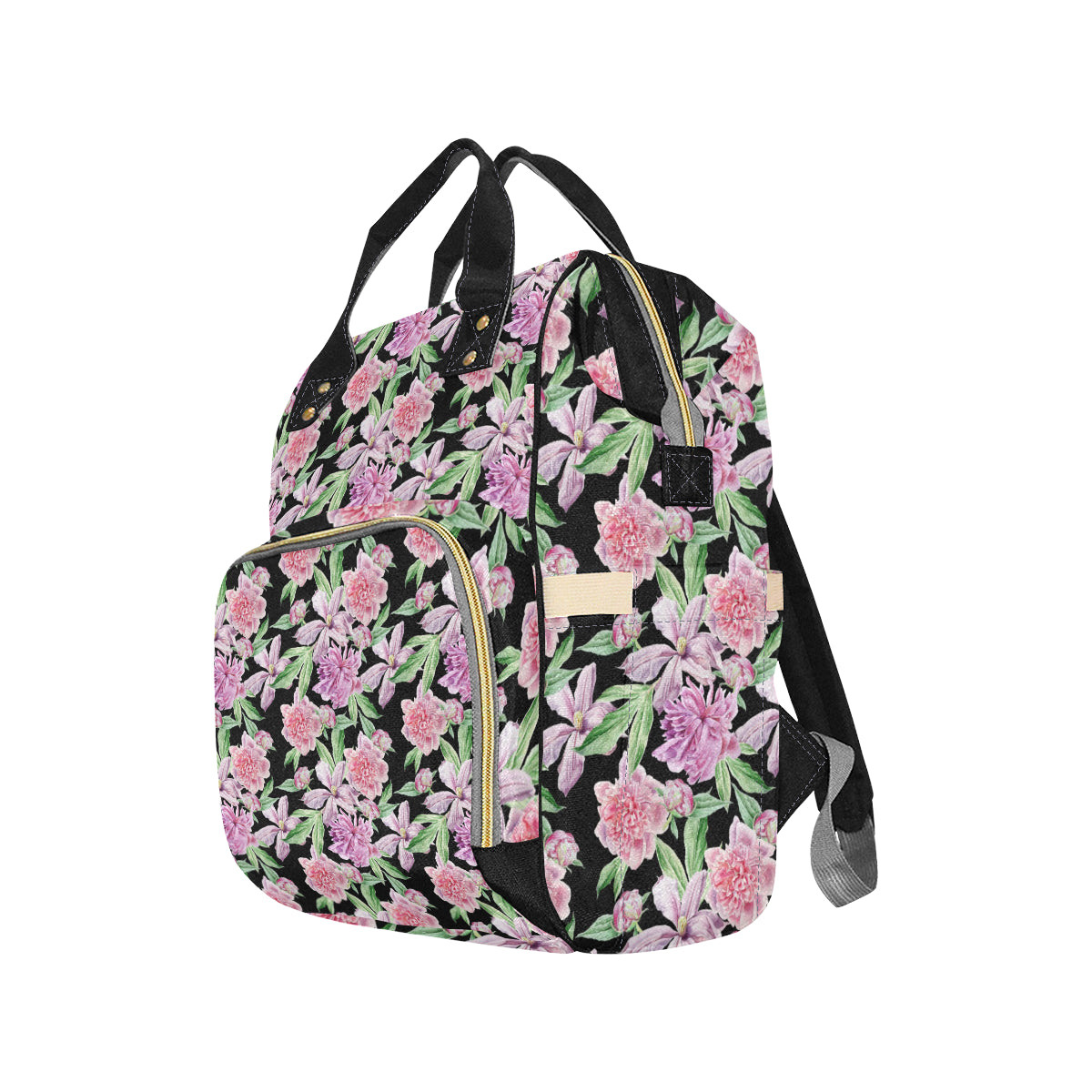 Peony Pattern Print Design PE08 Diaper Bag Backpack