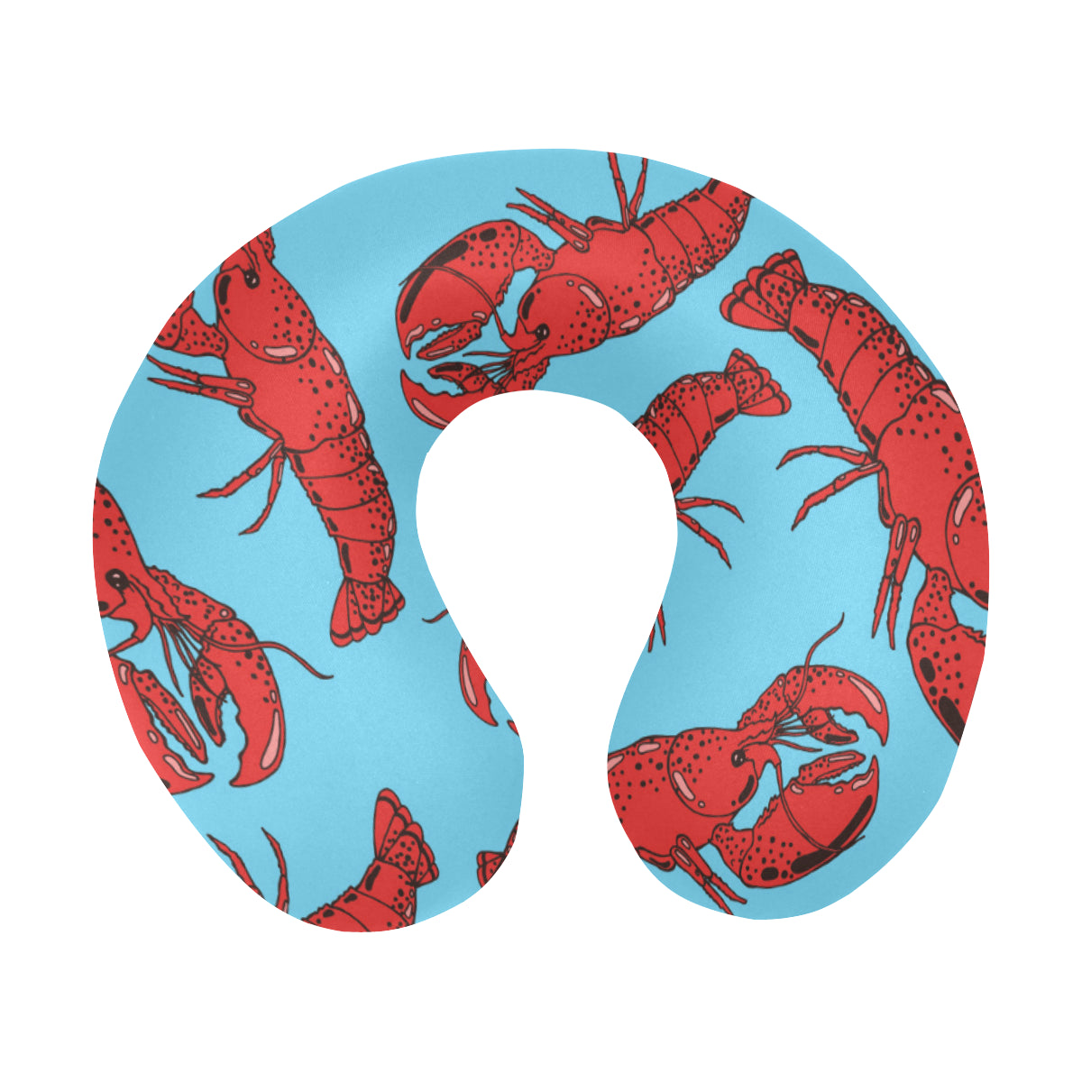 Lobster Red Pattern Print Design 03 U-Shaped Travel Neck Pillow