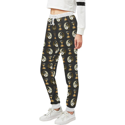 Yin Yang Skull Themed Design Print Unisex Sweatpants