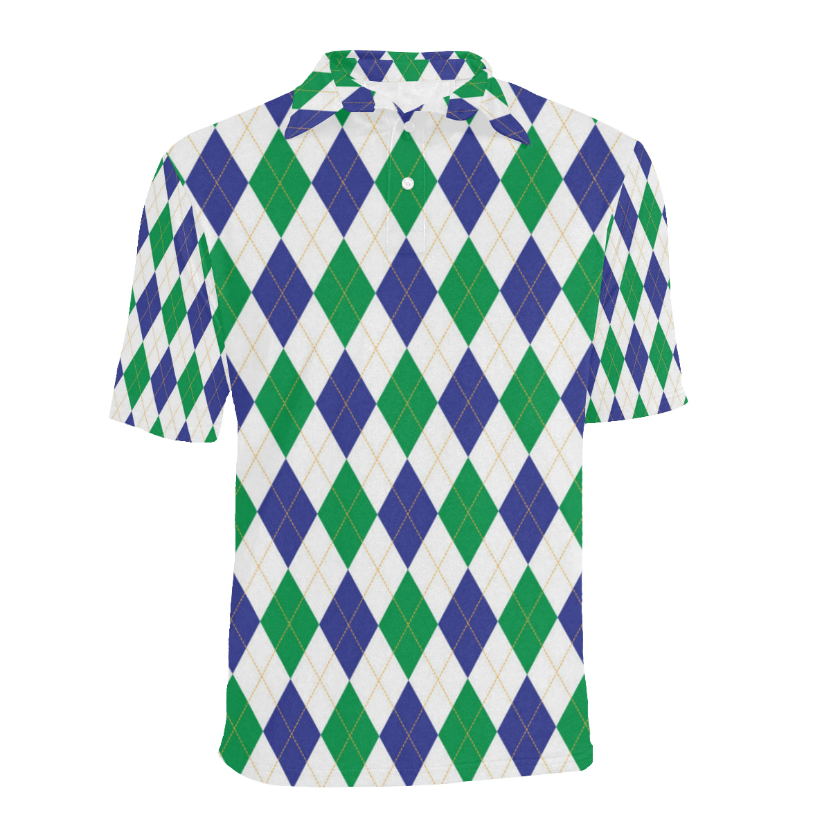 Argyle Green Blue Pattern Print Design 03 Men Polo Shirt