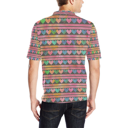 Heart Pattern Print Design HE010 Men Polo Shirt