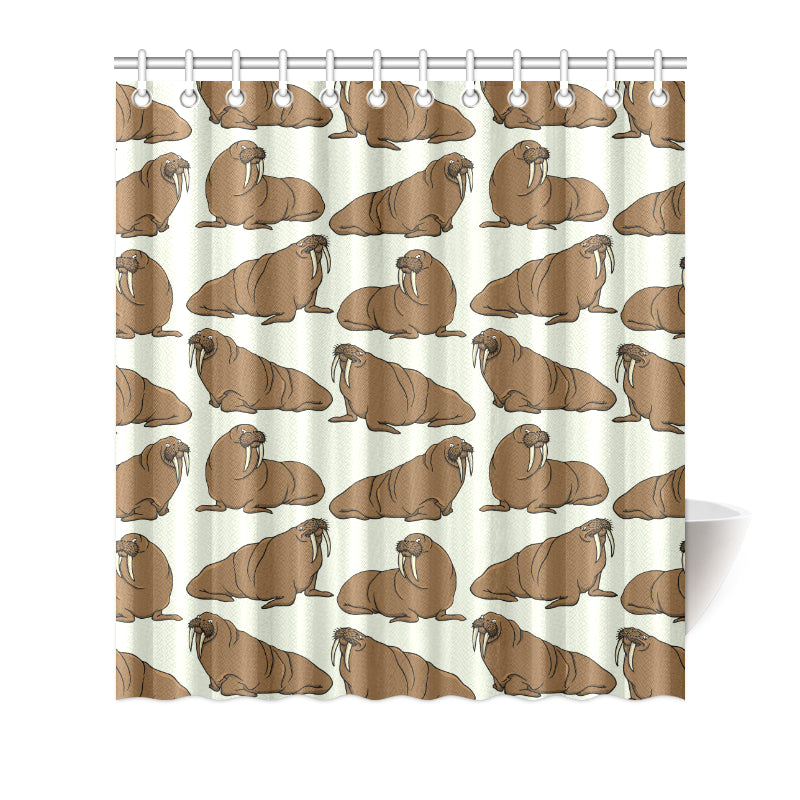 Walrus Pattern Print Design 03 Shower Curtain