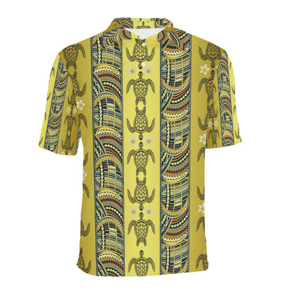 Polynesian Turtle Hawaiian Design Print Men Polo Shirt
