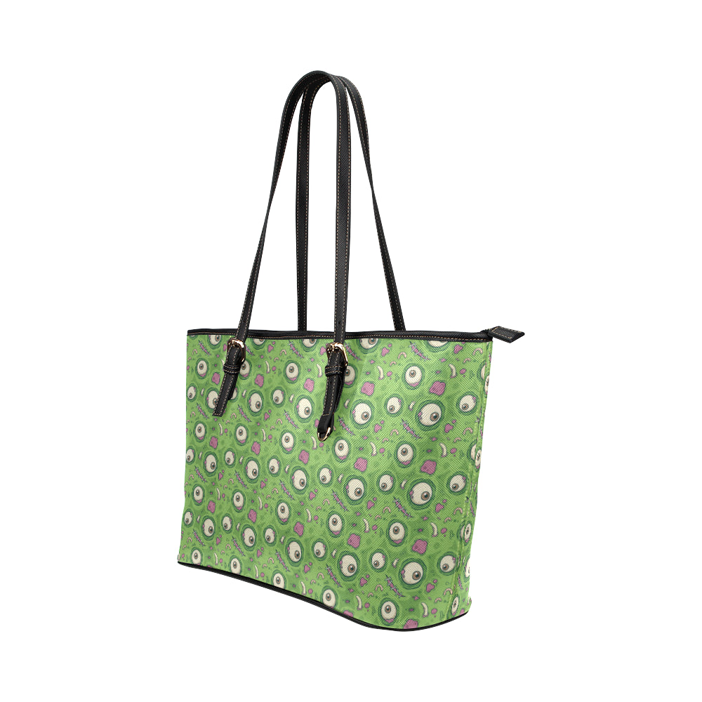 Zombie Eyes Design Pattern Print Leather Tote Bag