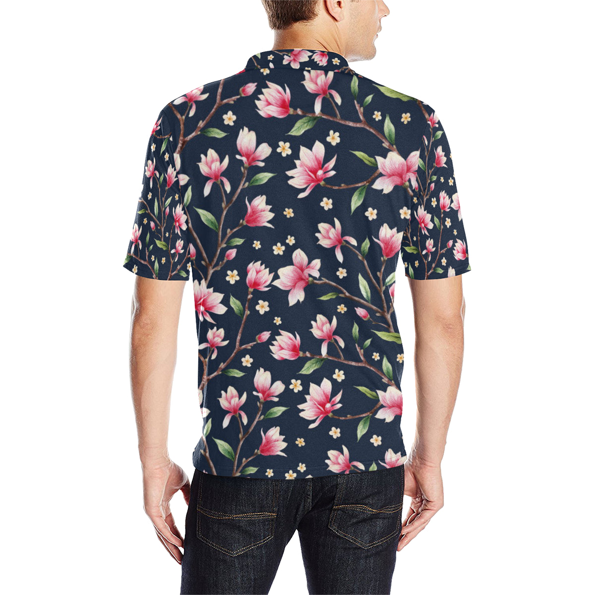 Magnolia Pattern Print Design MAG09 Men Polo Shirt