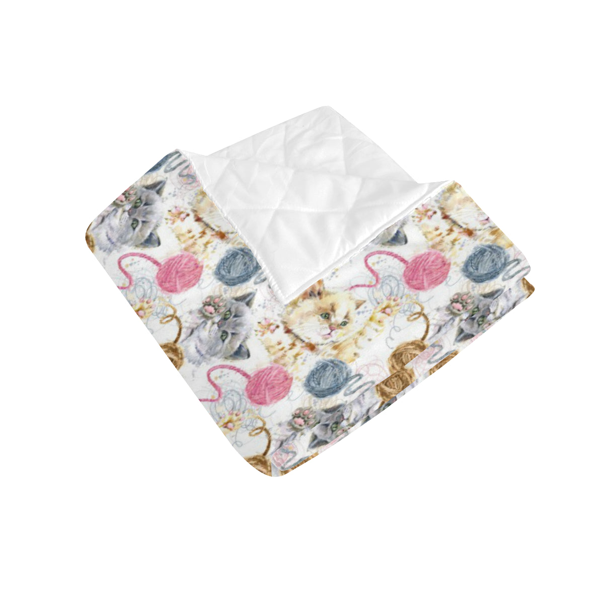 Cat Playing Yarn Pattern Print Design 07 Premium Quilt