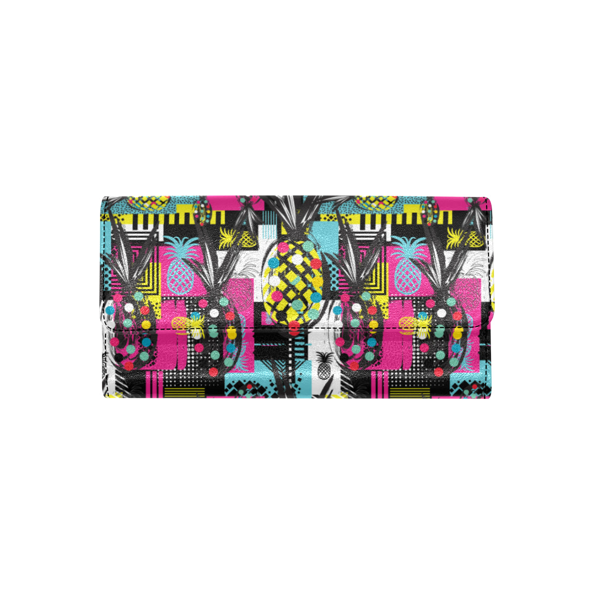 Pop Art Pineapple Pattern Print Design A02 Women's Trifold Wallet