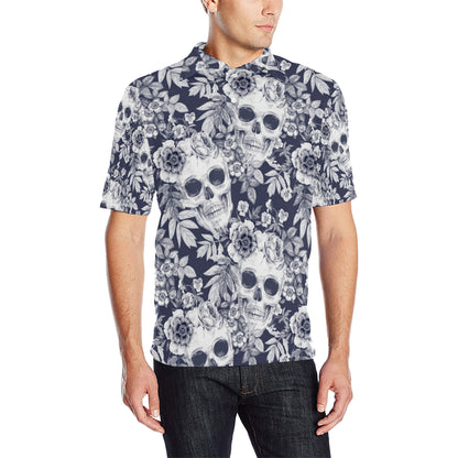 Skull Floral Beautiful Men Polo Shirt