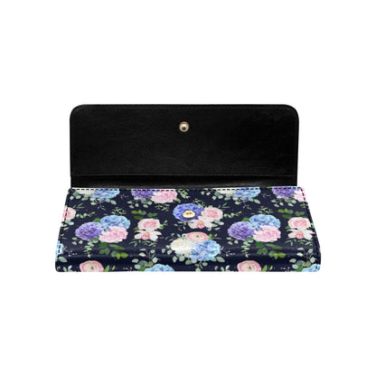 Hydrangea Pattern Print Design HD01 Women's Trifold Wallet