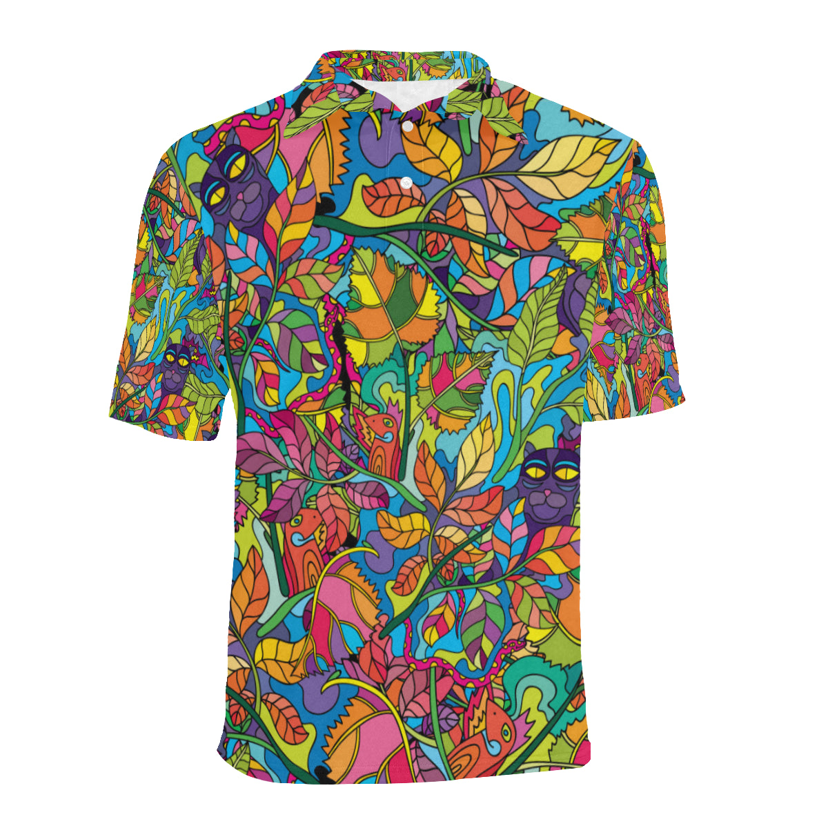 Psychedelic Trippy Flower Print Men Polo Shirt