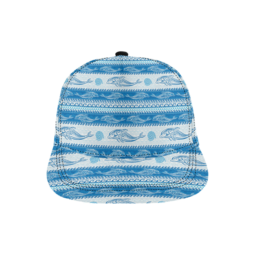Dolphin Tribal Print Pattern Snapback Cap