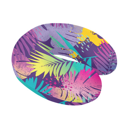 Palm Leaf Pattern Print Design A04 U-Shaped Travel Neck Pillow