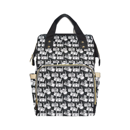 Camera Pattern Print Design 01 Diaper Bag Backpack