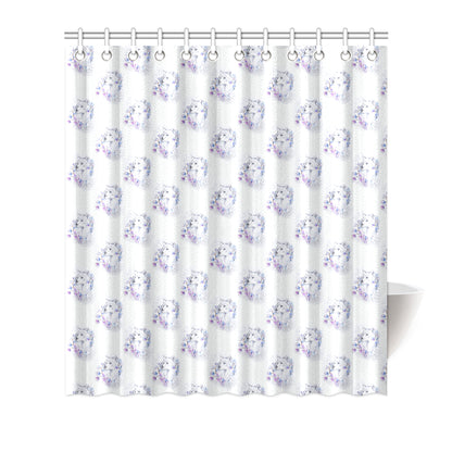 Wolf with Flower Print Design Shower Curtain