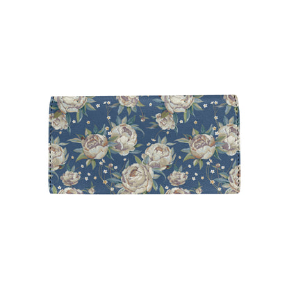 Peony Pattern Print Design A03 Women's Trifold Wallet