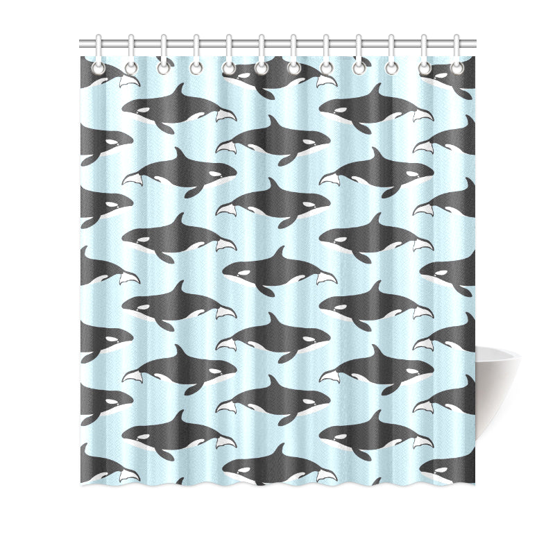 Killer Whale Pattern Print Design 01 Shower Curtain