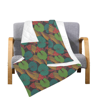 KOI Fish Pattern Print Design 01 Premium Quilt