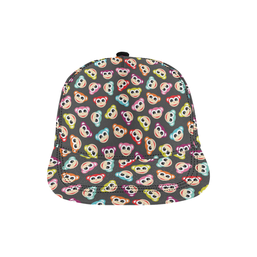 Monkey Head Design Themed Print Snapback Cap