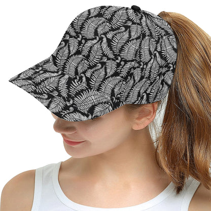 Fern Leave Black White Print Pattern Snapback Cap