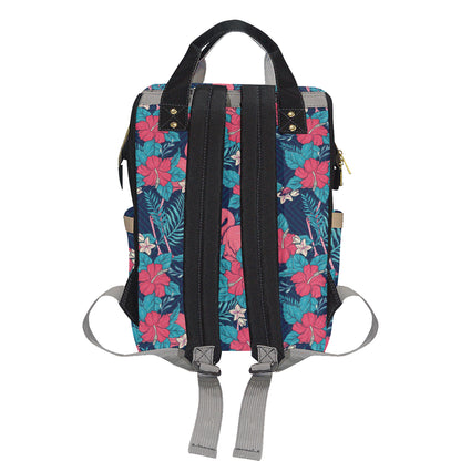 Flamingo Red Hibiscus  Pattern Diaper Bag Backpack