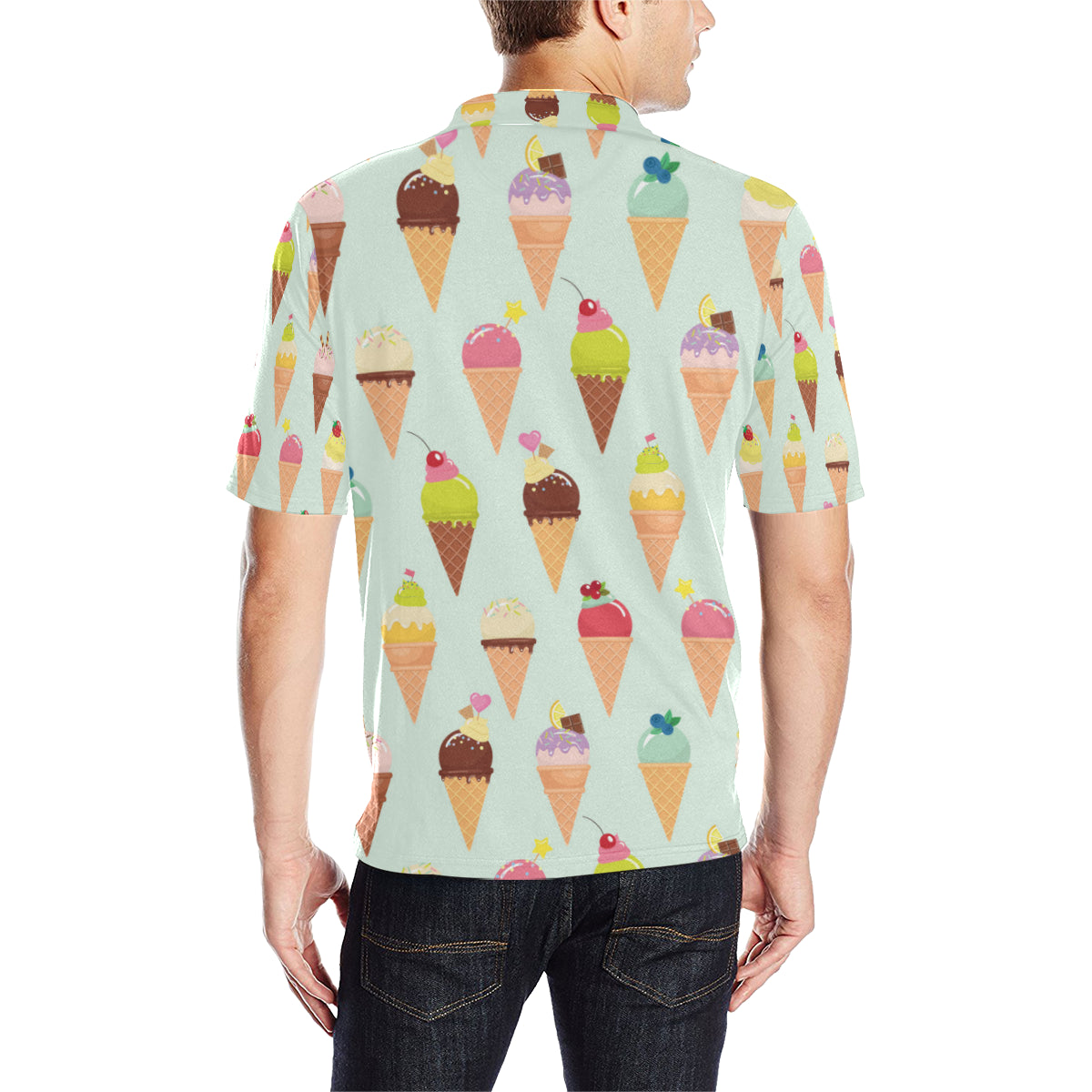 Ice Cream Pattern Print Design 03 Men Polo Shirt