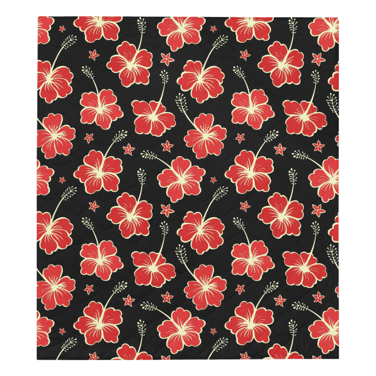 Red Hibiscus Pattern Print Design HB021 Premium Quilt