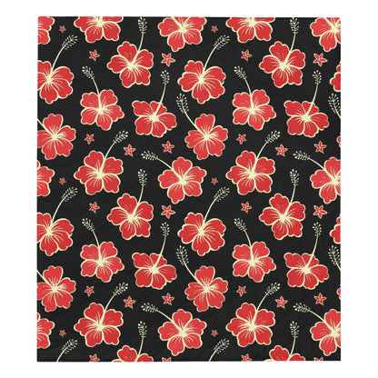 Red Hibiscus Pattern Print Design HB021 Premium Quilt
