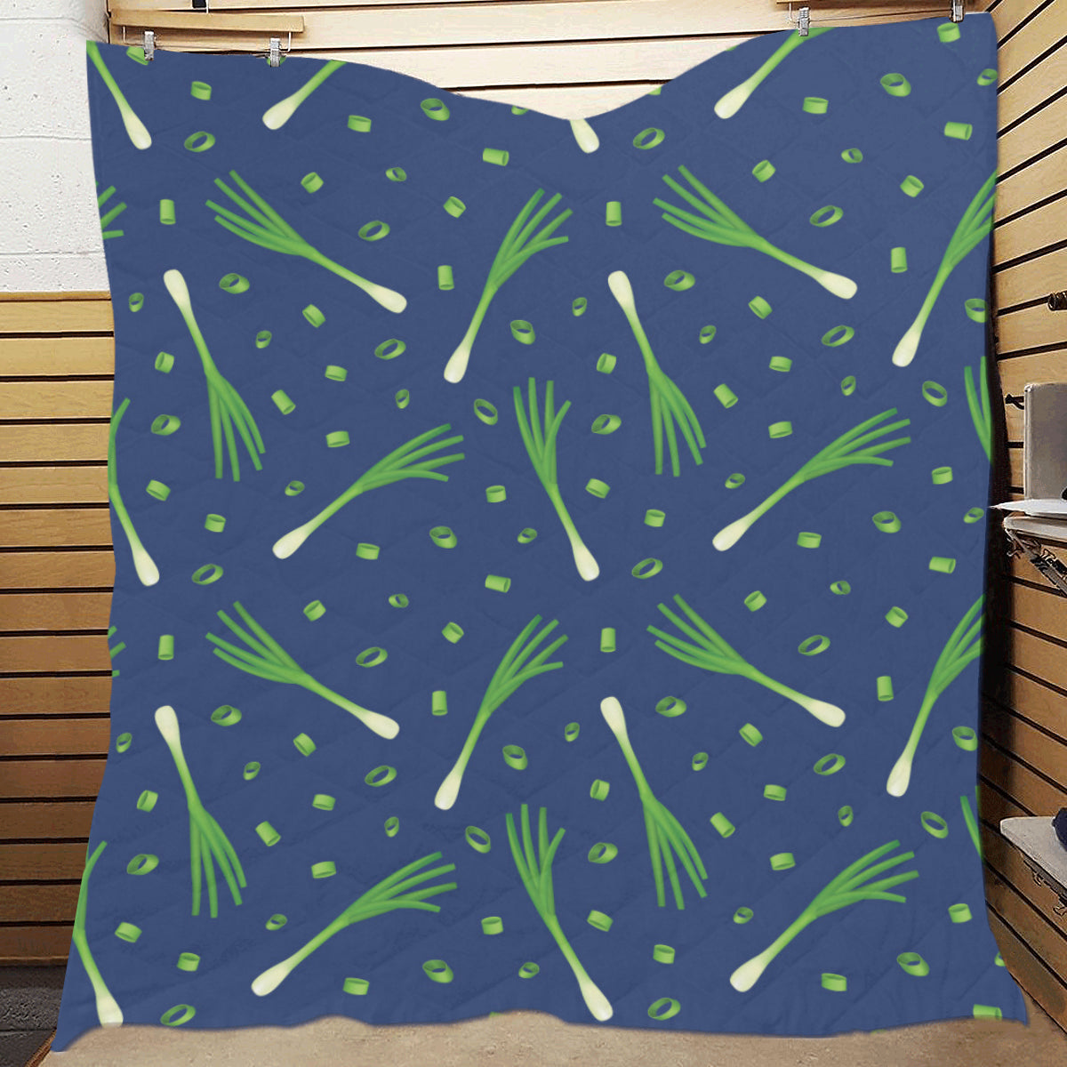 Leek Pattern Print Design 02 Premium Quilt