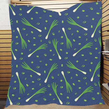 Leek Pattern Print Design 02 Premium Quilt