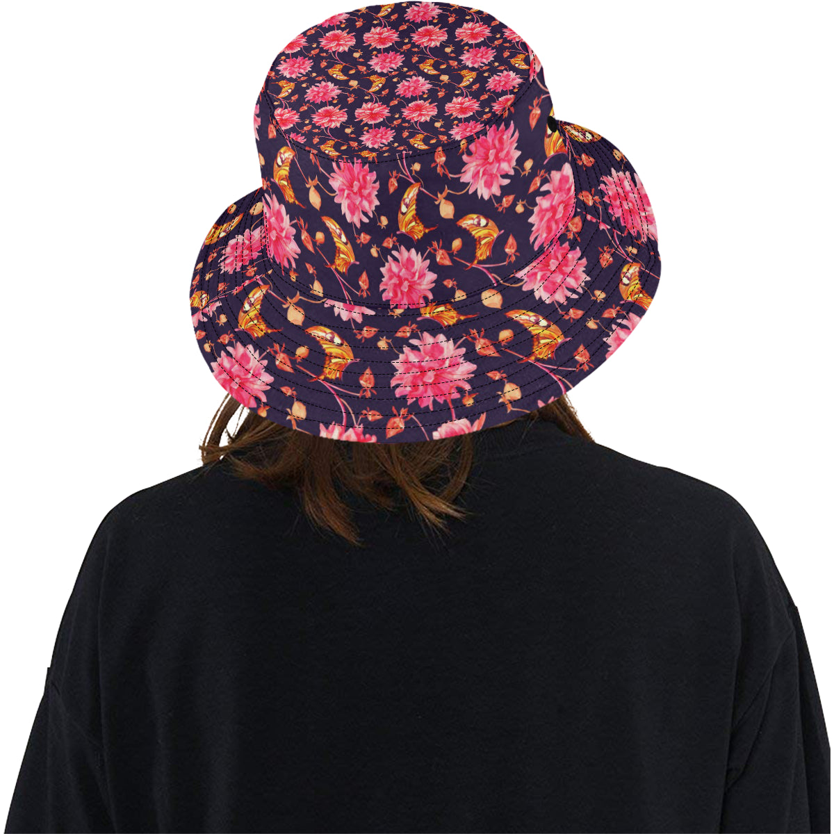 Dahlia Pattern Print Design DH03 Unisex Bucket Hat