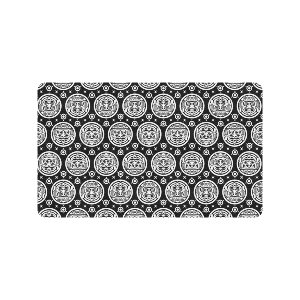 Calendar Aztec White Black Print Pattern Rubber Doormat