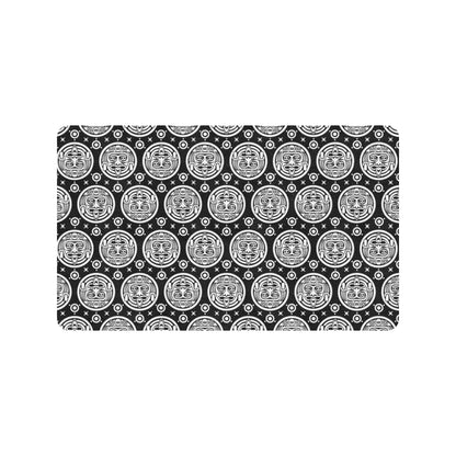 Calendar Aztec White Black Print Pattern Rubber Doormat