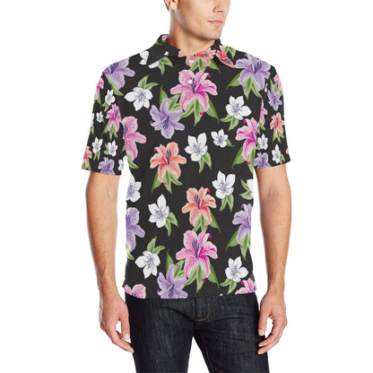 Lily Pattern Print Design LY02 Men Polo Shirt