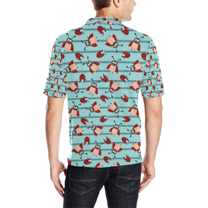 Ladybug Happy Print Pattern Men Polo Shirt