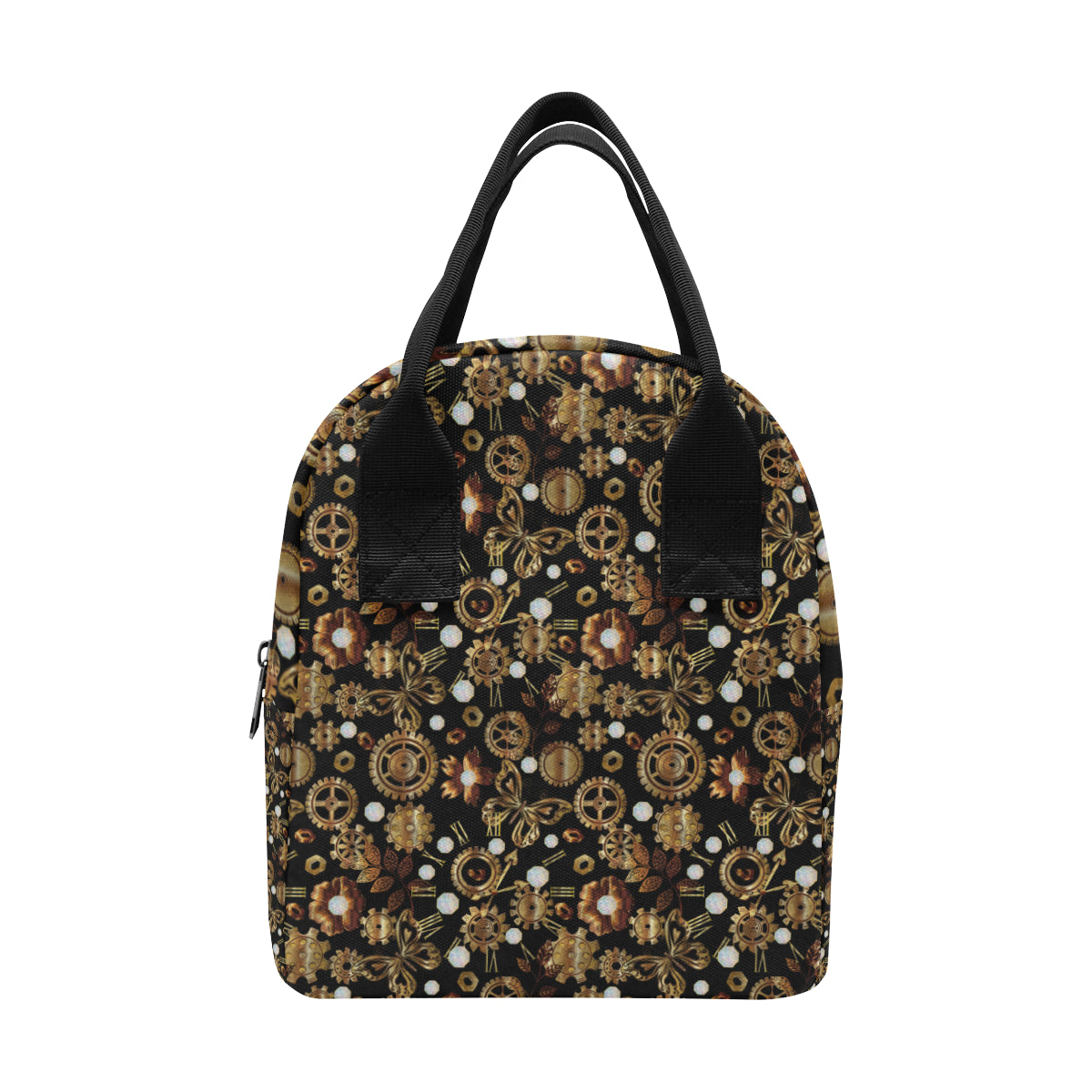 Steampunk Butterfly Design Themed Print Insulated Lunch Bag