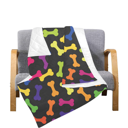 Dog Bone Neon Color Pattern Print Design 02 Premium Quilt
