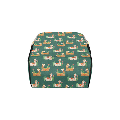 Llama Cactus Pattern Print Design 07 Diaper Bag Backpack