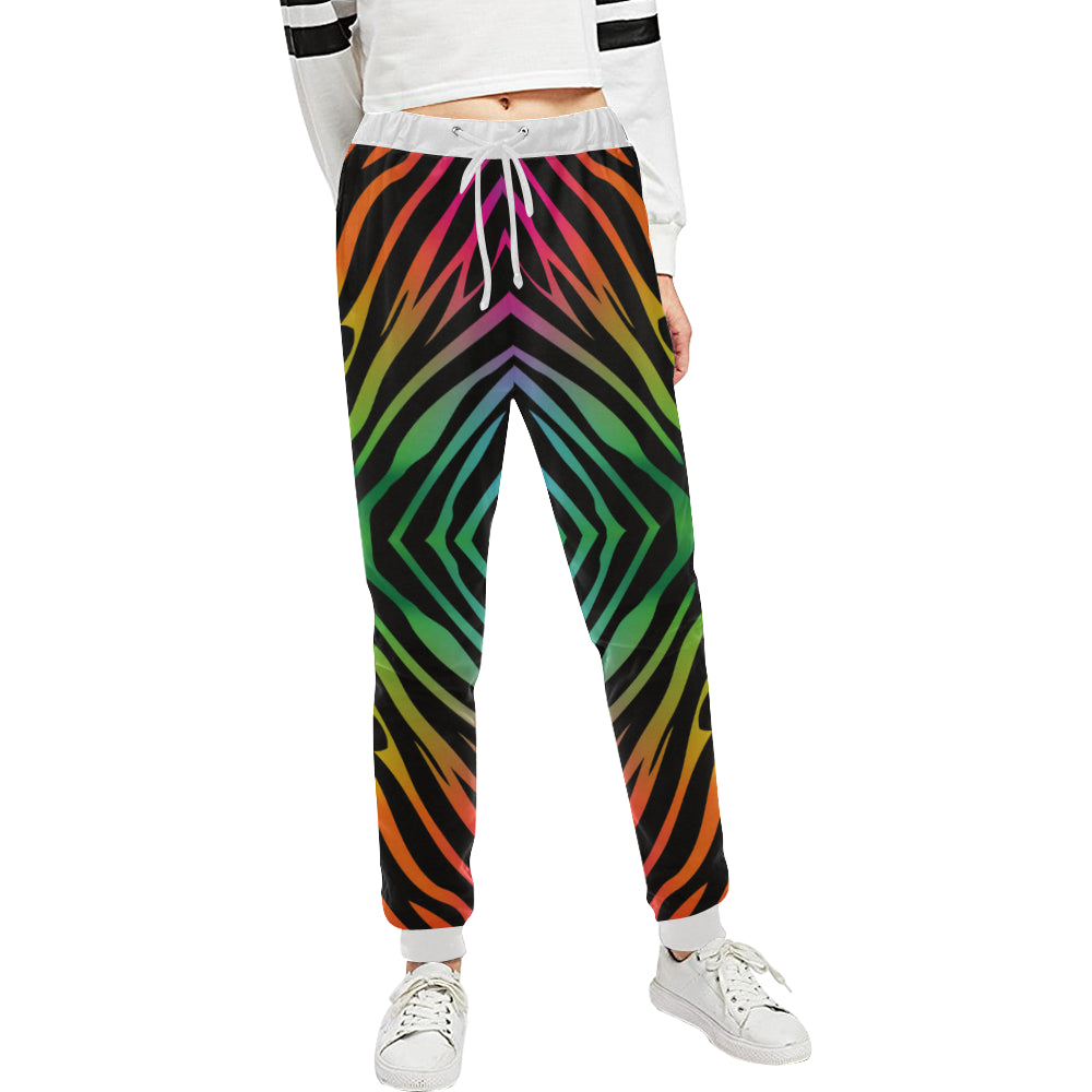 Rainbow Zebra Themed Print Unisex Sweatpants