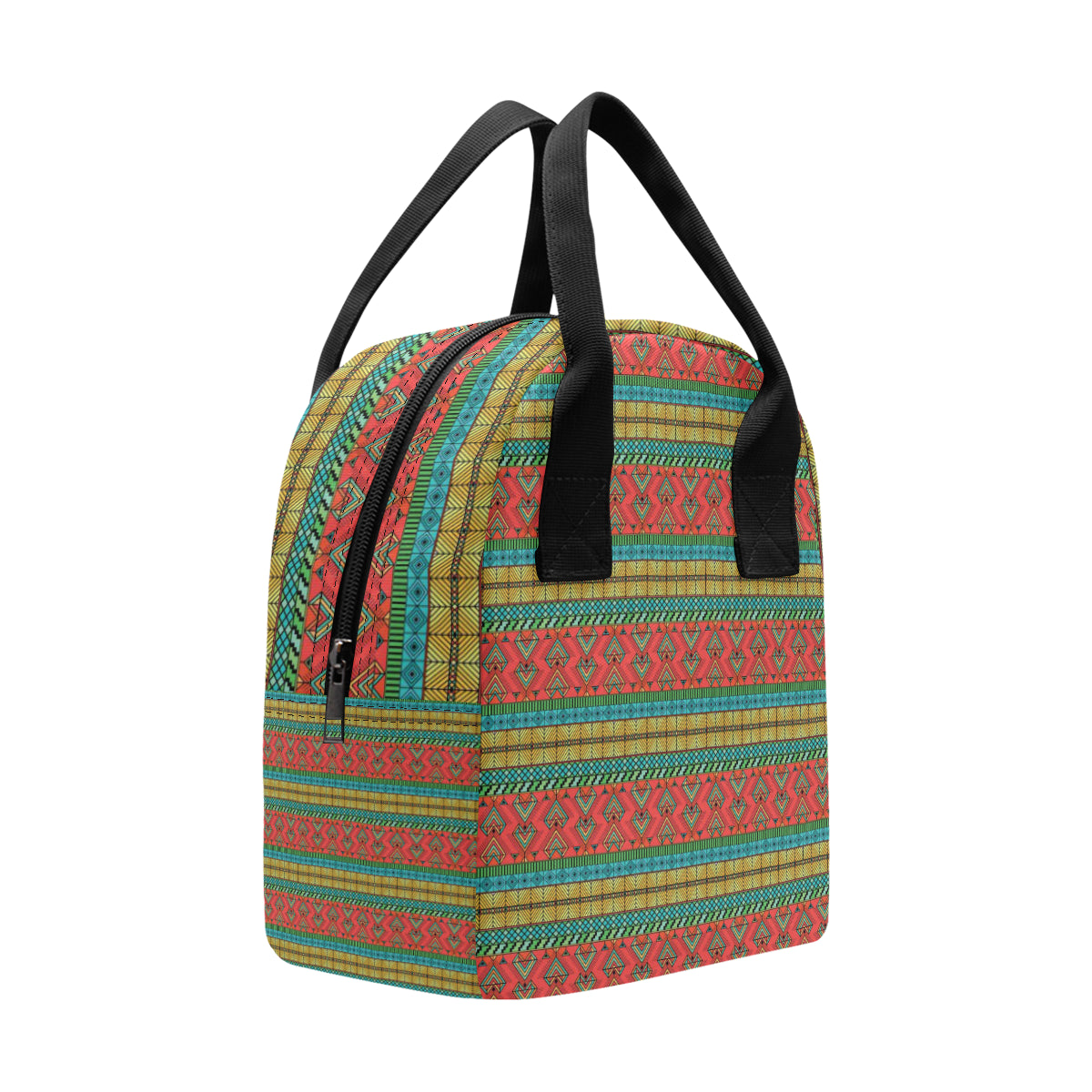 African Colorful Zigzag Print Pattern Insulated Lunch Bag