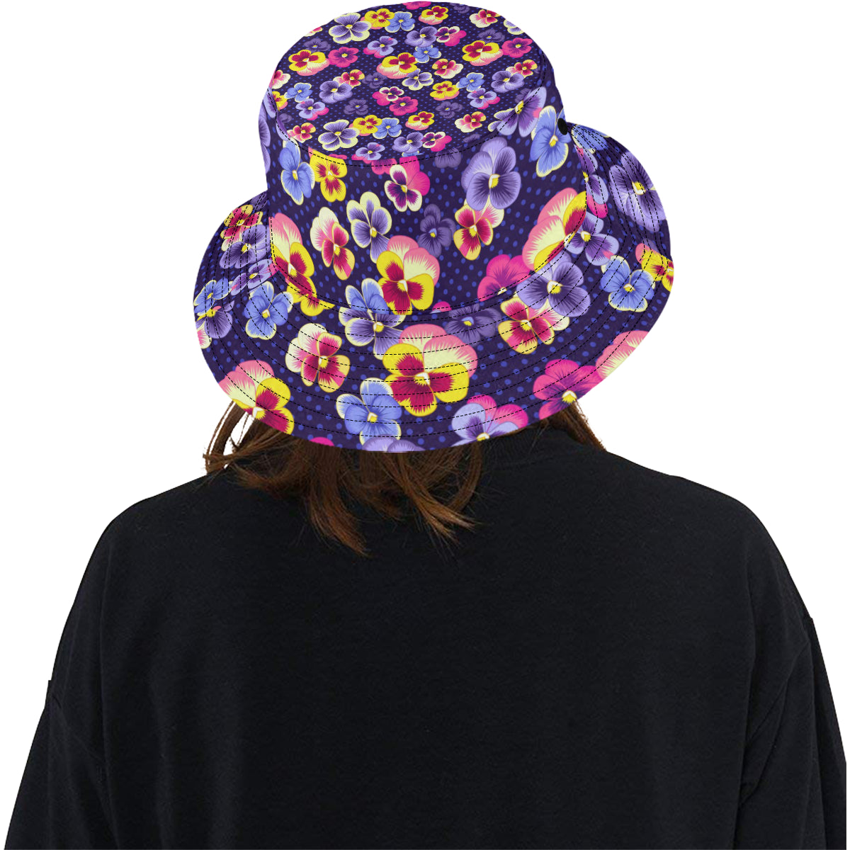 Pansy Pattern Print Design PS04 Unisex Bucket Hat