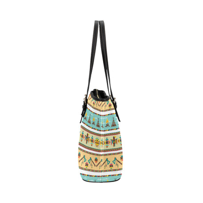 American indian Life Pattern Leather Tote Bag