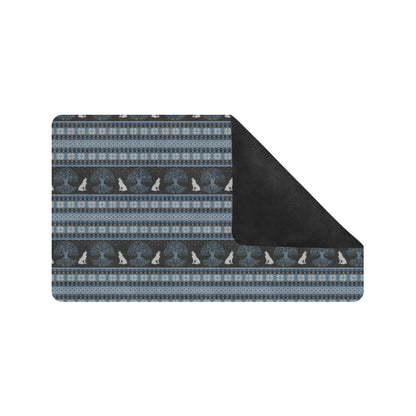 Wolf Tree of Life Knit Design Print Rubber Doormat