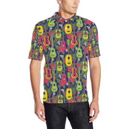 Ukulele Tropical Pattern Print Design 03 Men Polo Shirt