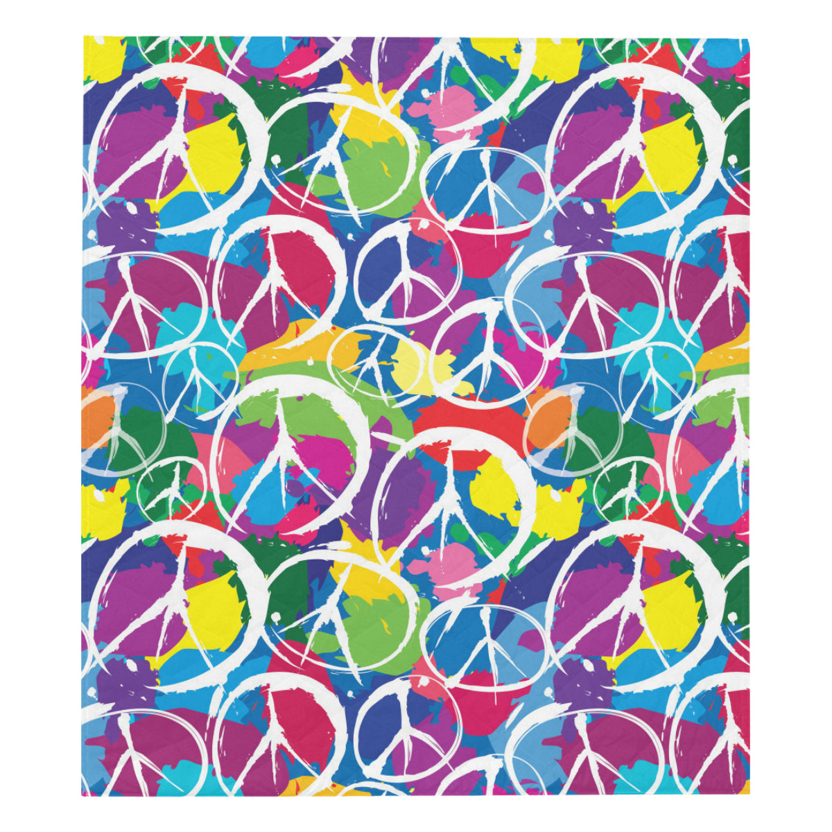 Peace Sign Colorful Pattern Print Design A02 Premium Quilt
