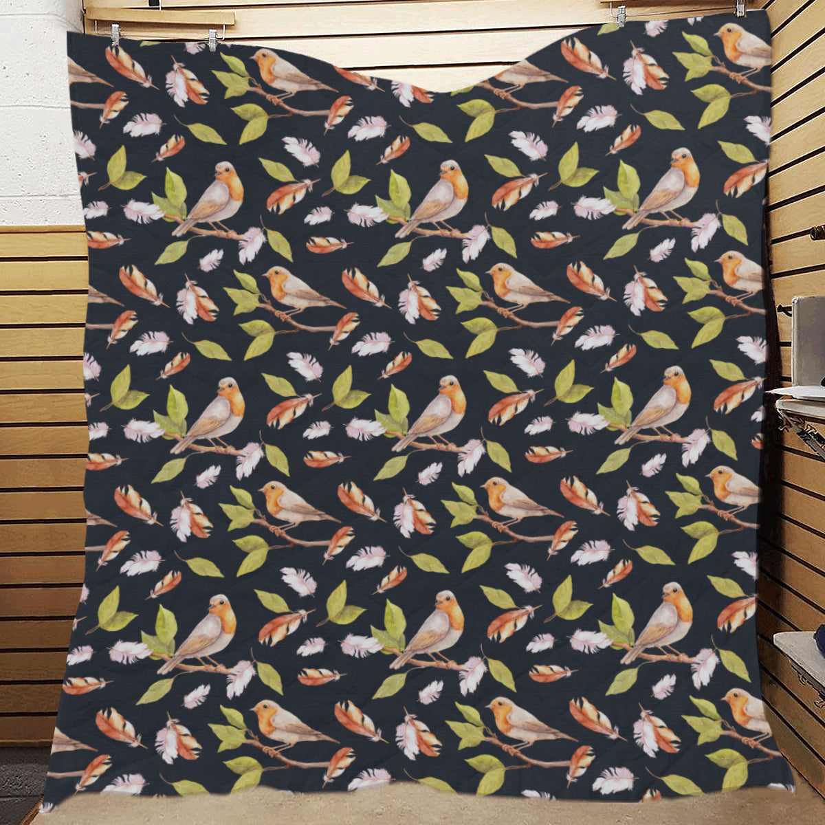 Birds Pattern Print Design 02 Premium Quilt