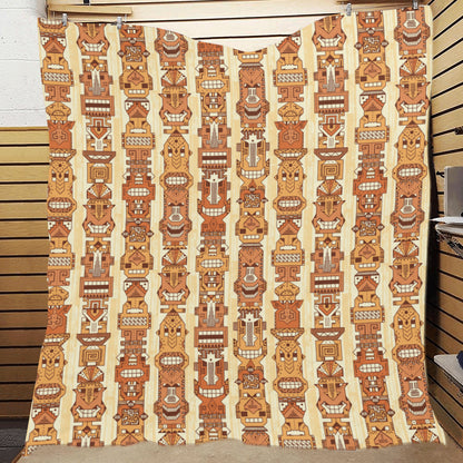 Tiki Orange Vertical Pattern Premium Quilt
