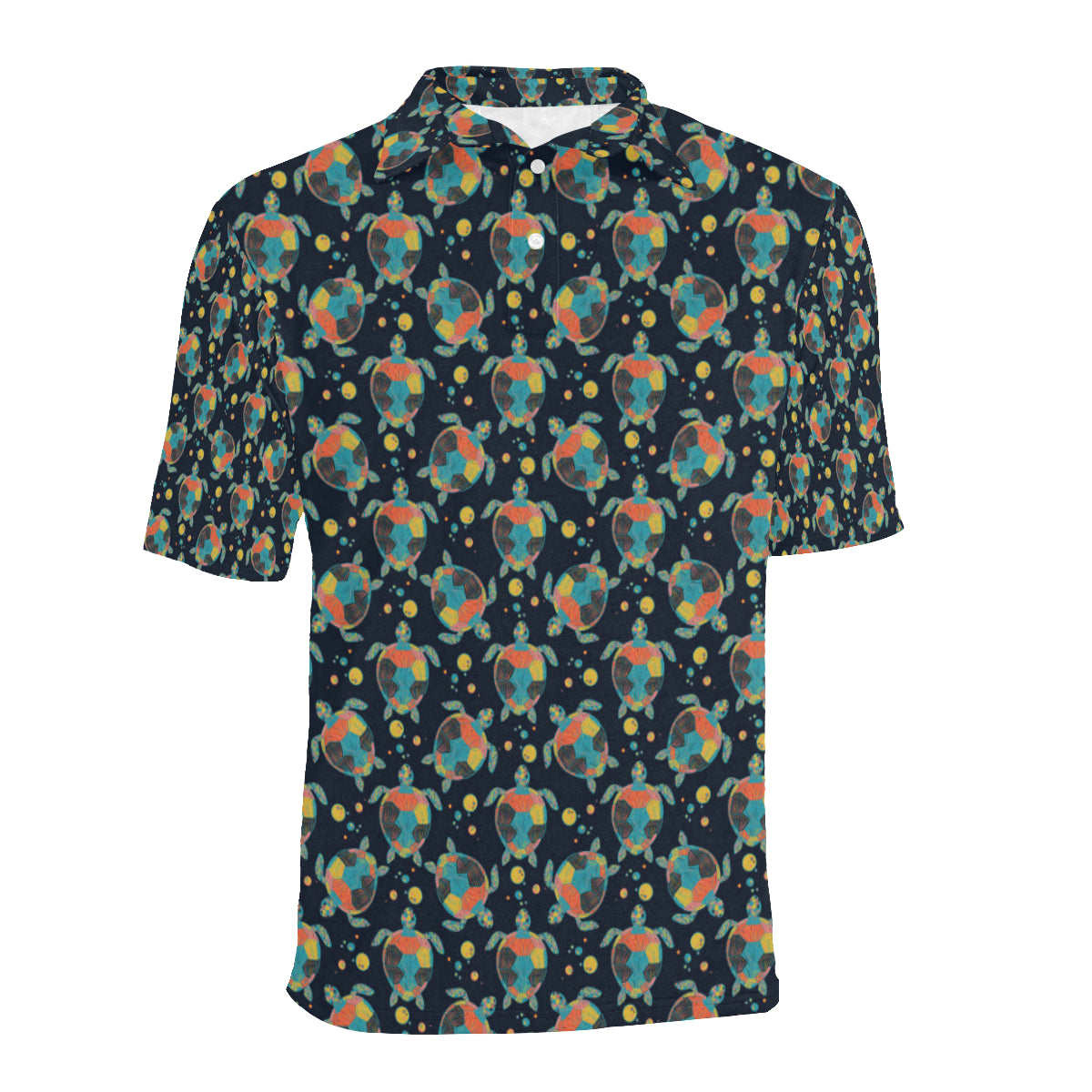 Sea Turtle Colorful with bubble Print Men Polo Shirt