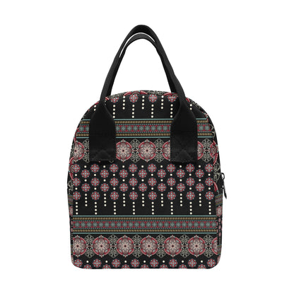 Ethnic Dot Style Print Pattern Insulated Lunch Bag